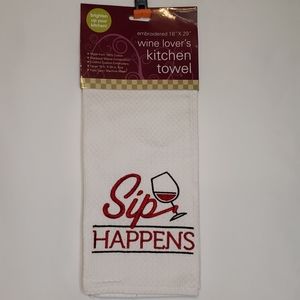 NWOT Embroidered Wine Lovers Kitchen Towel